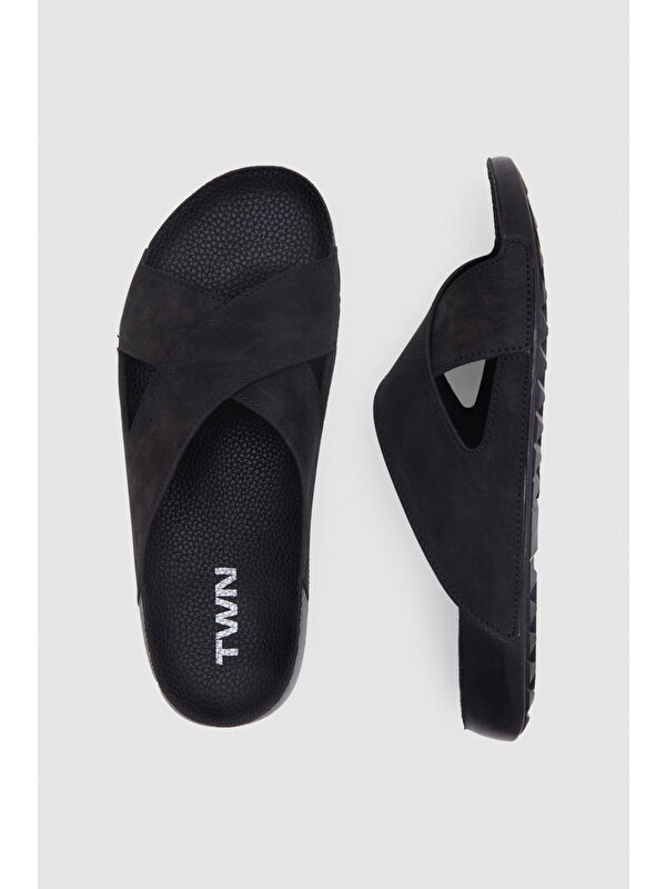 Twn Siyah Çapraz Bant Terlik - Görsel 4