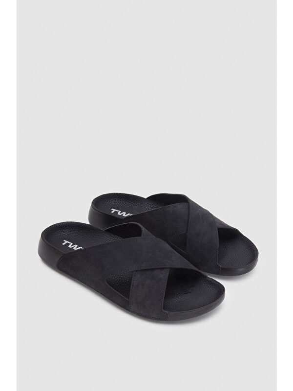 Twn Siyah Çapraz Bant Terlik - Görsel 5