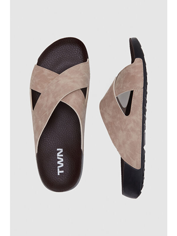 Twn Bej Çapraz Bant Terlik - Görsel 4