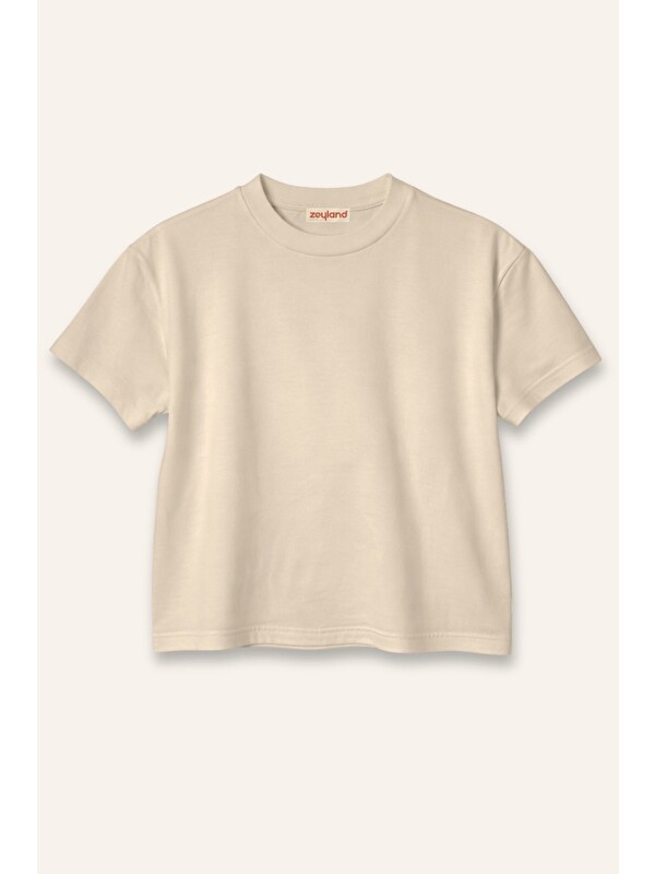 ZEYLAND Kız Erkek Çocuk Oversize T-Shirt - Beige