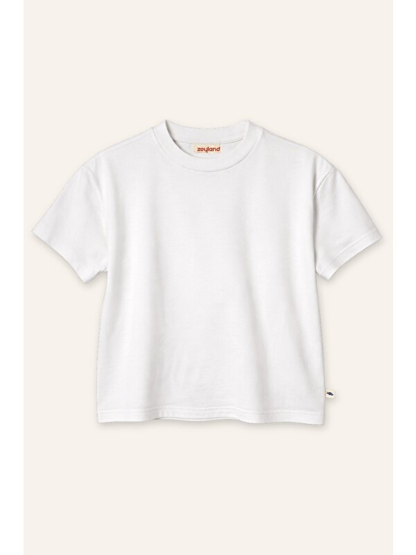ZEYLAND Kız Erkek Çocuk Oversize T-Shirt - Beyaz