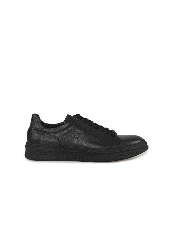 JAKAMEN Siyah %100 Deri Dikişli Taban Sneaker Ayakkabı