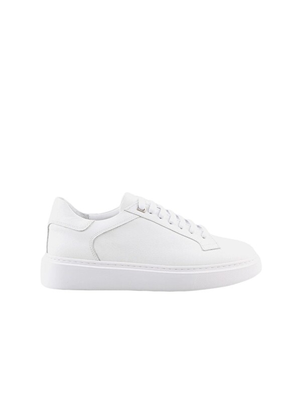 JAKAMEN Beyaz %100 Deri Bağcıklı Günlük Sneaker Ayakkabı