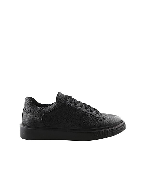 JAKAMEN Siyah %100 Deri Bağcıklı Günlük Sneaker Ayakkabı
