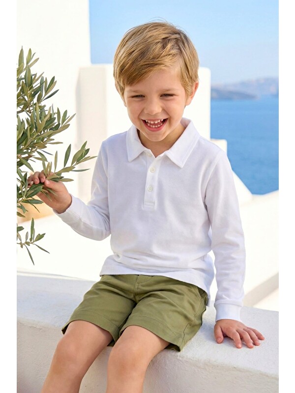 ZEYLAND Erkek Çocuk Uzun Kollu Polo Yaka Tshirt - Beyaz