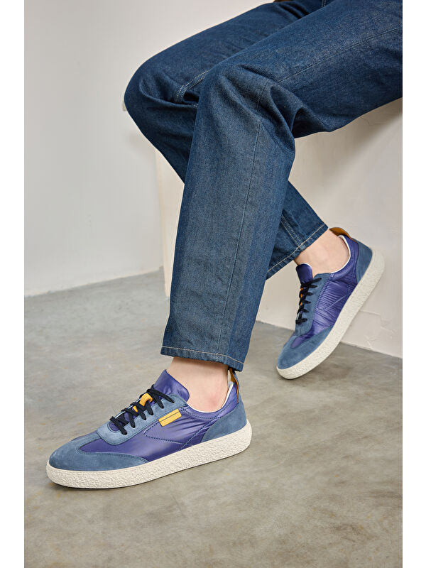 Erkek Hakiki Deri Sneaker 1431026Z219 Mavi - Görsel 2