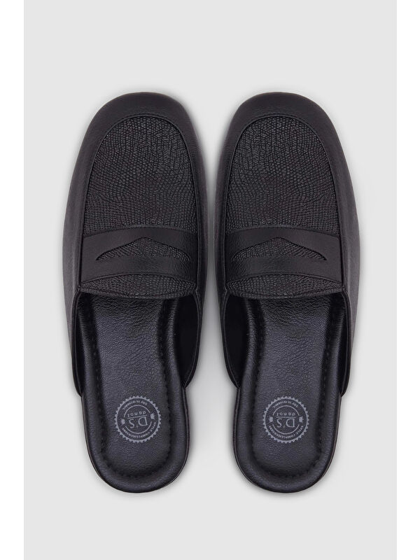 Siyah Desenli Misafir Çeyiz Ev Erkek Terlik - Görsel 3