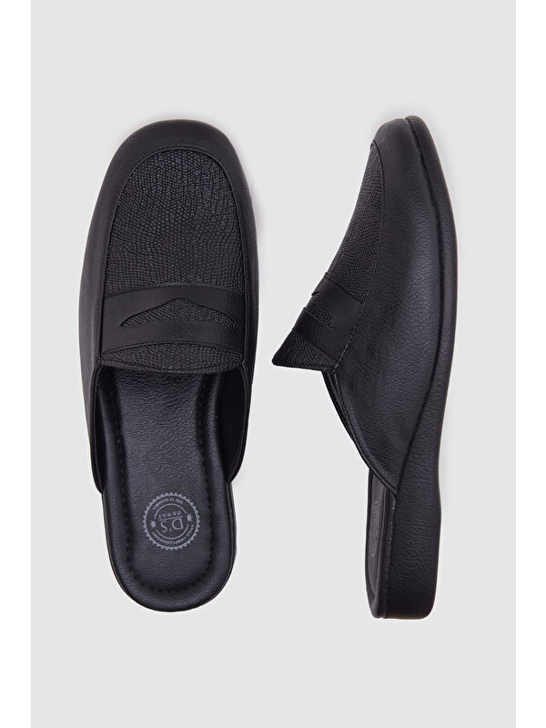 Siyah Desenli Misafir Çeyiz Ev Erkek Terlik - Görsel 4