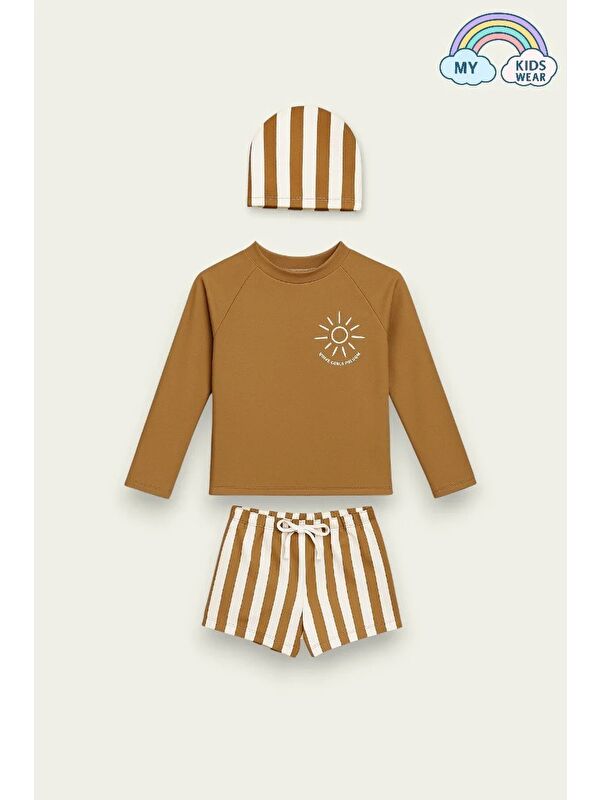 My Kids Wear Boneli Bağcıklı Uzun Kol Güneş Korumalı Erkek Çocuk Mayo