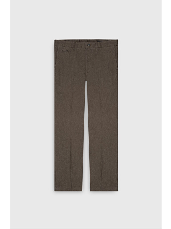 Altınyıldız Classics Erkek Açık Kahve Comfort Fit Rahat Kesim Pamuklu Esnek Diagonal Desenli Yan Cep Casual Pantolon
