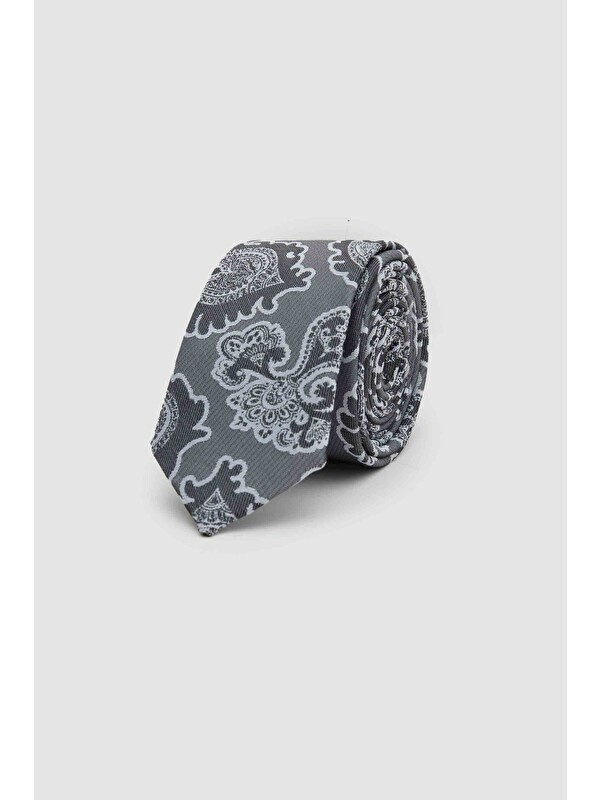 D'S damat Gri Desenli 5,5 Cm Kravat