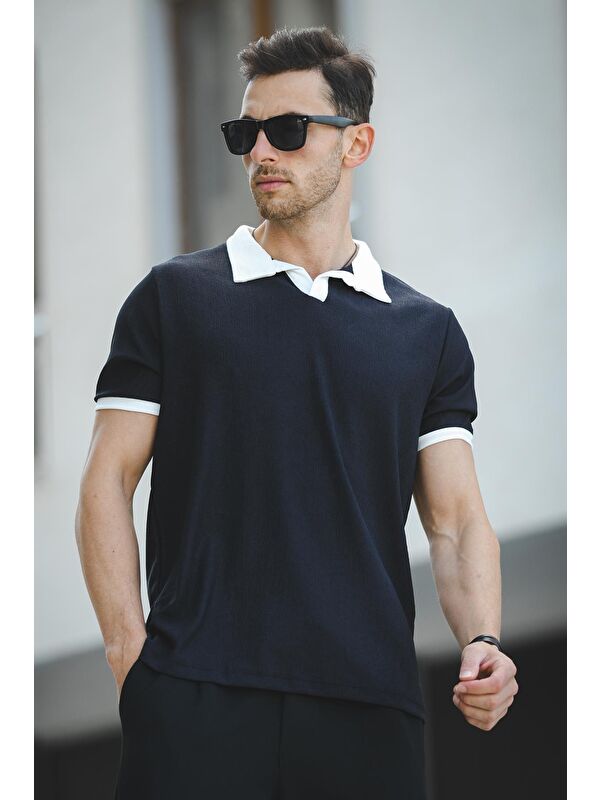 Oksit Ht 945061 Slim Fit Elastanlı Kısa Patlı Apaç Yaka Erkek Tişört