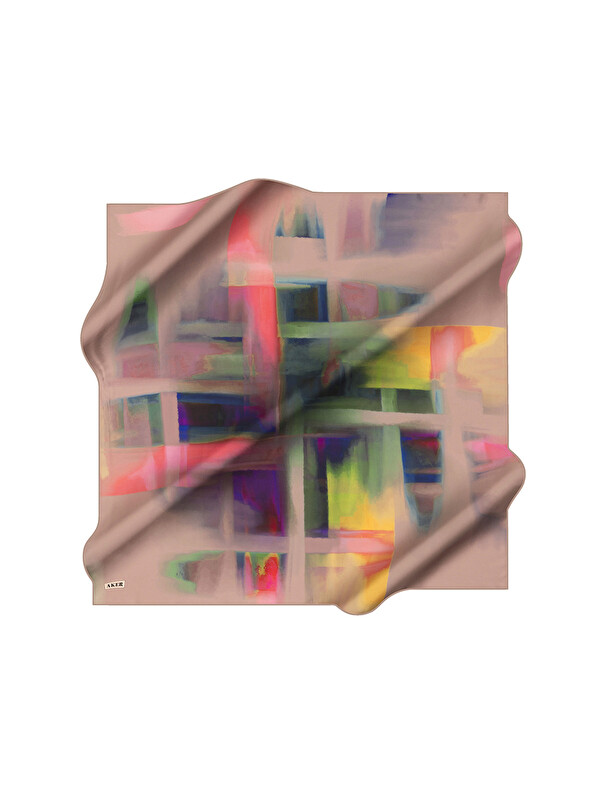 AKER Pembe 90X90 İpek Krep Saten Eşarp