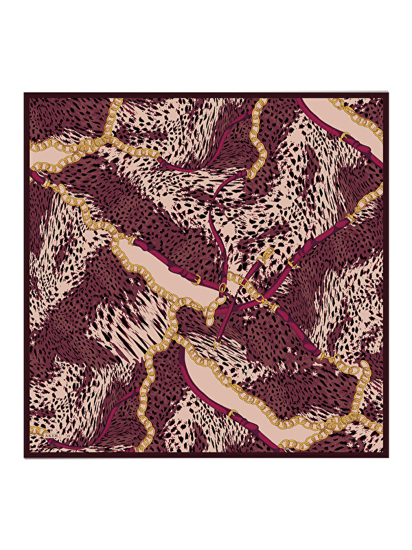 AKER Bordo 90X90 İpek Krep Saten Eşarp