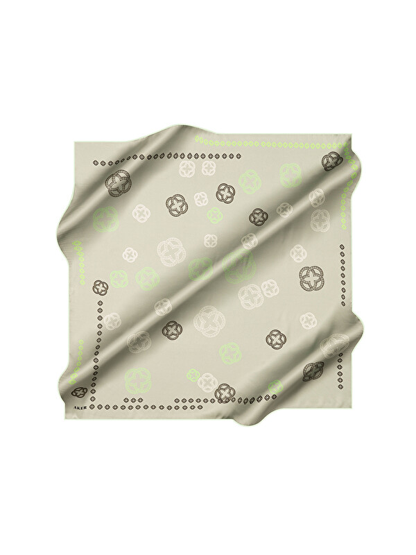 AKER Yeşil 90X90 İpek Krep Saten Eşarp