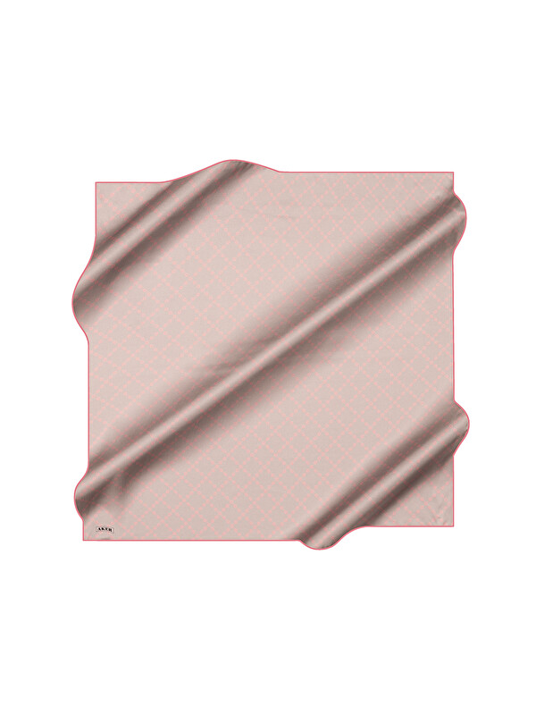 AKER Pembe 90X90 İpek Krep Saten Eşarp