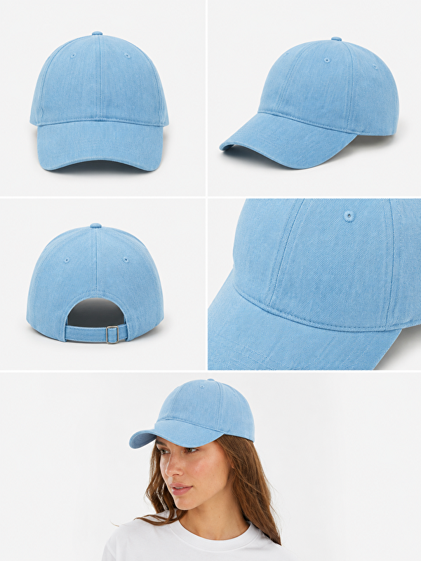 Luminos Butik Unisex Bebemavi Günlük Şapka Eskitme Detaylı Yıkamalı Pamuklu Premium Vintage Şapka SPK16 MAVI