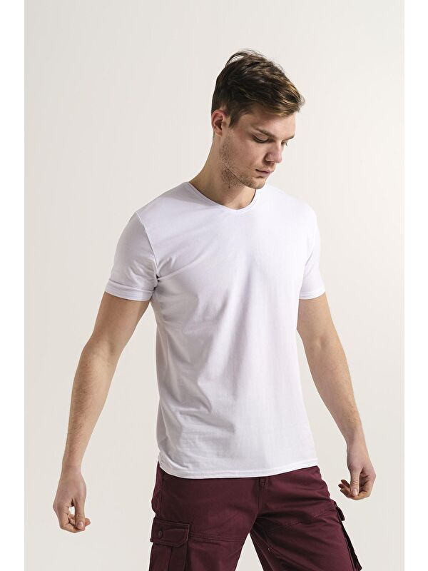 Oksit V Yaka Slim Fit Basic Erkek Tişört