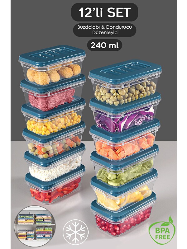 Meleni Home 12'li Saklama Kabı 240 ml
