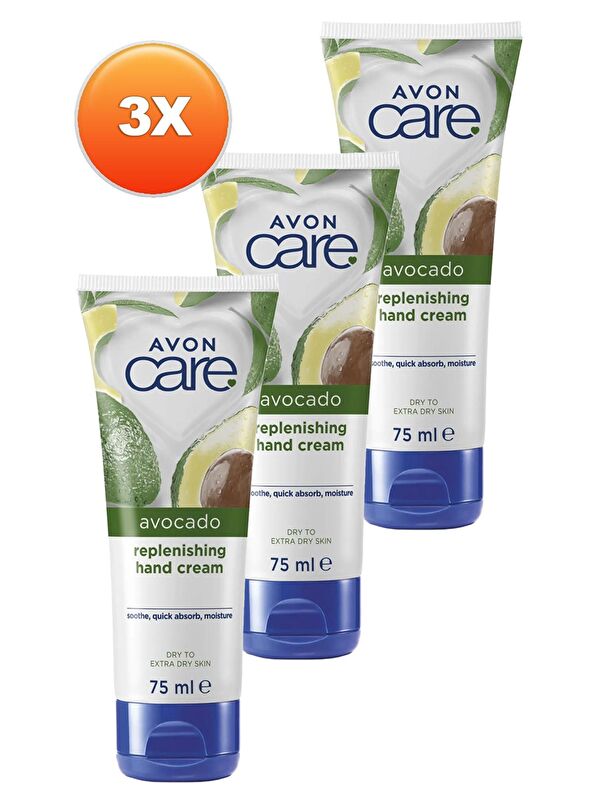 AVON Care Kuru Ciltler İçin Avokado Özlü El Krem 75 Ml. Üçlü Set