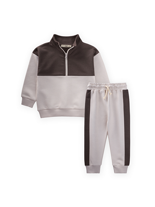 CİGİT Sweatshirt Takım 2-10 Yaş Kahverengi