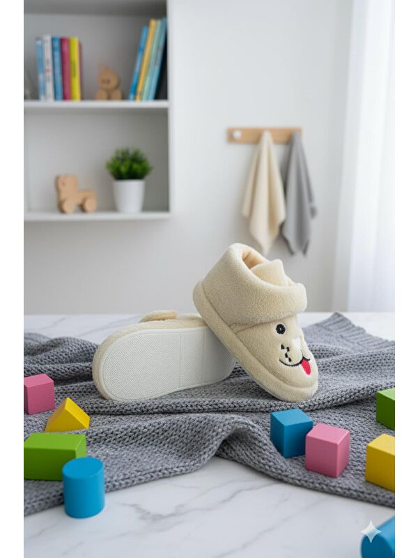 Sevimli Hayvanlar Cırtlı Kaydırmaz Taban Kreş Ev Okul Ayakkabısı Bebek Çocuk Panduf Ev Botu - Görsel 2