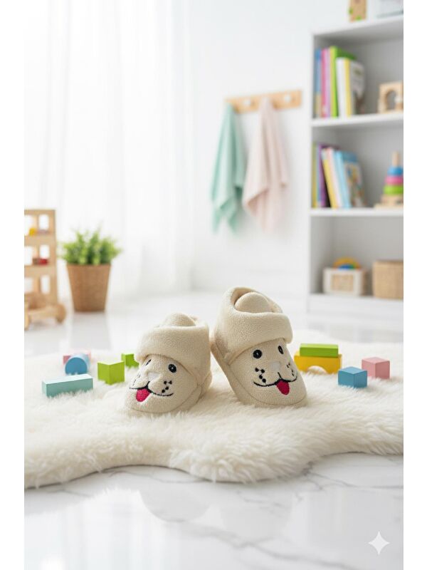 Sevimli Hayvanlar Cırtlı Kaydırmaz Taban Kreş Ev Okul Ayakkabısı Bebek Çocuk Panduf Ev Botu - Görsel 3
