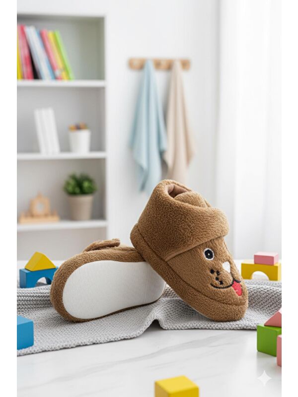 Sevimli Hayvanlar Cırtlı Kaydırmaz Taban Kreş Ev Okul Ayakkabısı Bebek Çocuk Panduf Ev Botu - Görsel 3