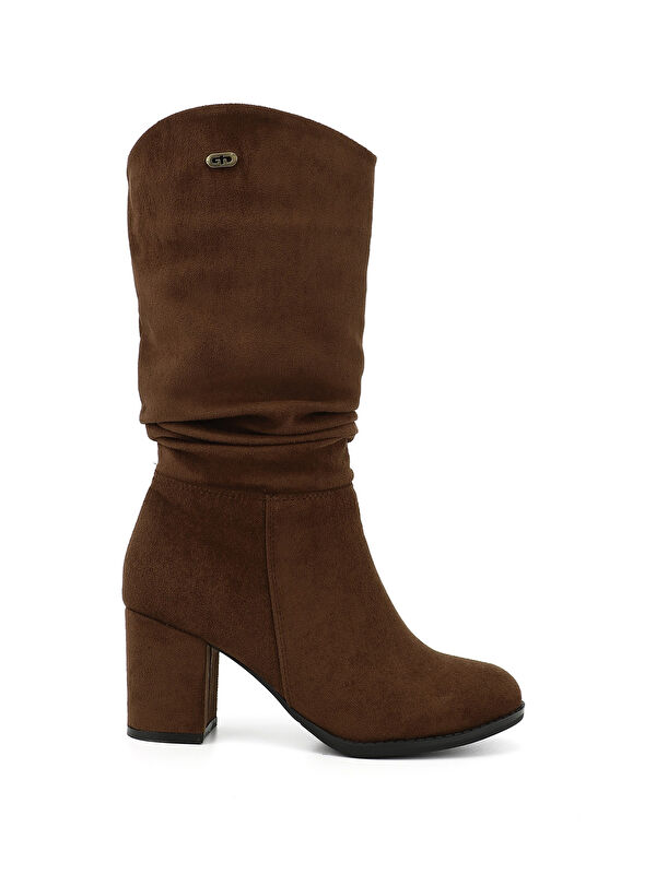 Kadın AÇIK KAHVERENGİ Yuvarlak Burun Körüklü Kalın Topuklu Çizme - Görsel 2