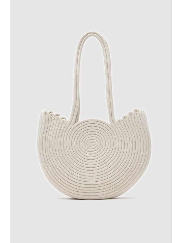 Shulebags Gusta Medium Hasır Omuz Çantası Krem