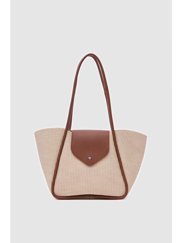 Shulebags Petre Hasır Omuz Çantası Krem