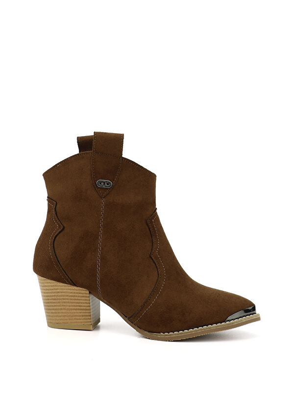 Kadın AÇIK KAHVERENGİ Sivri Burun Kalın Topuklu Kovboy Bot - Görsel 2