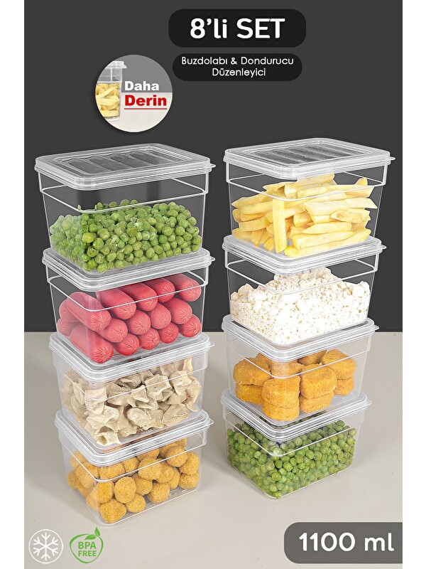 Meleni Home 8'li Erzak Gıda Saklama Kabı 1100 ml