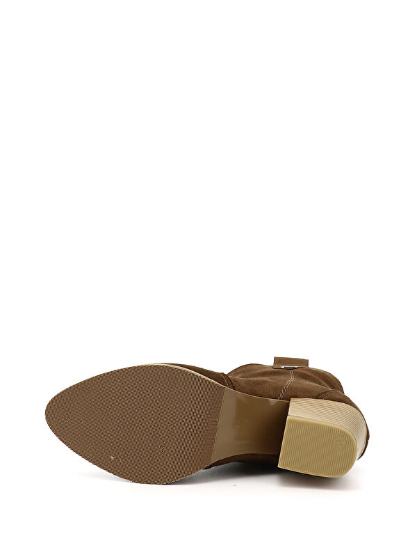 Kadın AÇIK KAHVERENGİ Sivri Burun Kalın Topuklu Kovboy Bot - Görsel 5