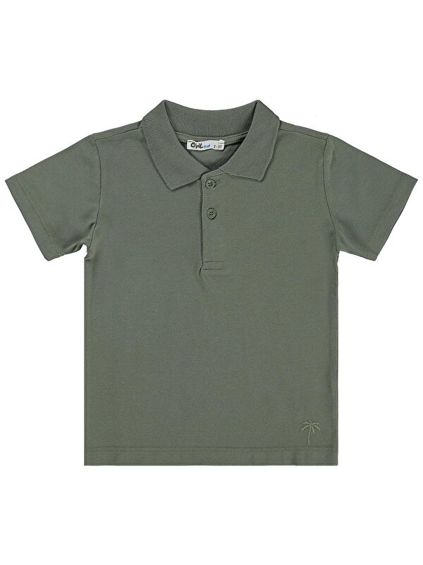 Civil Boys Erkek Çocuk Palmiye Nakışlı Polo Yaka 2-5 Yaş Tişört - Haki