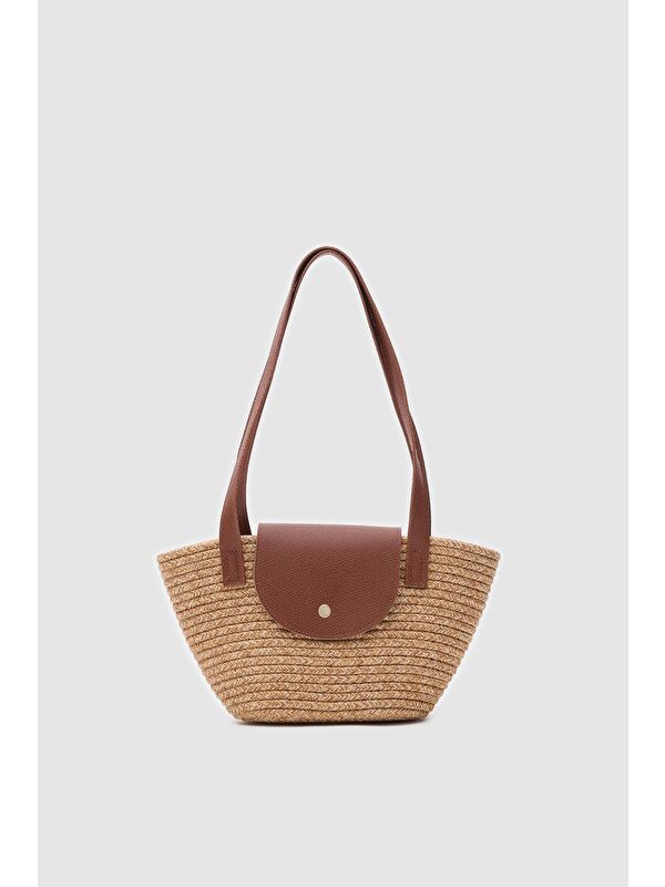 Shulebags Maia Handmade Hasır Omuz Çantası Vizon