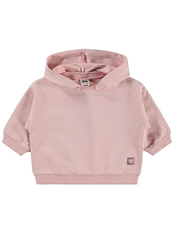 Civil Baby Basic Kalp Etiketli Kapüşonlu 6-18 Ay Sweatshirt - Pembe