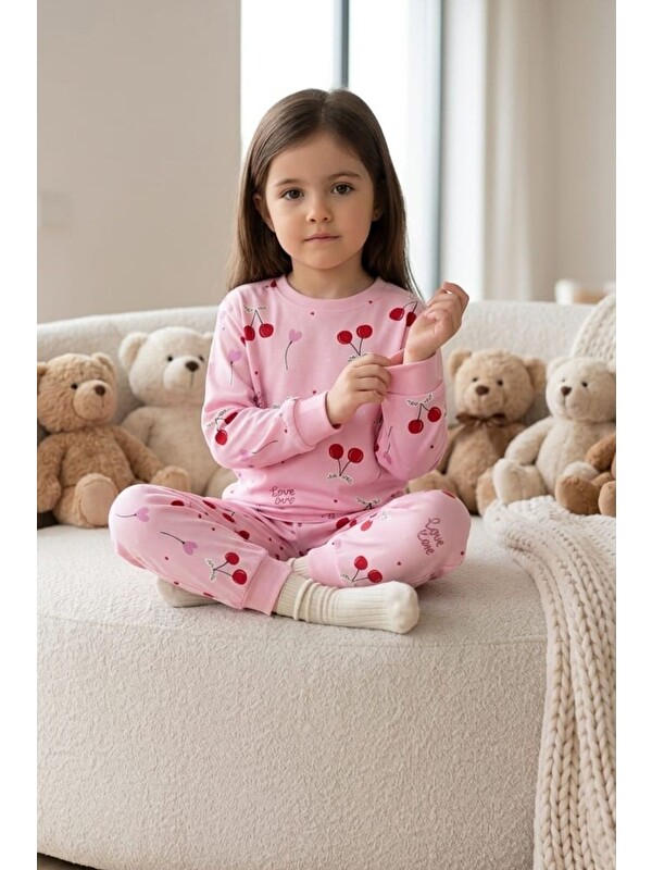 Pina Kids Kız Çocuk Pamuklu  Desenli Pijama Takım TKM1018