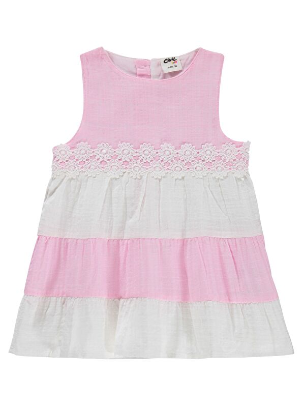 Civil Baby Renkli Roba Dantelli 6-18 Ay Elbise - Pembe