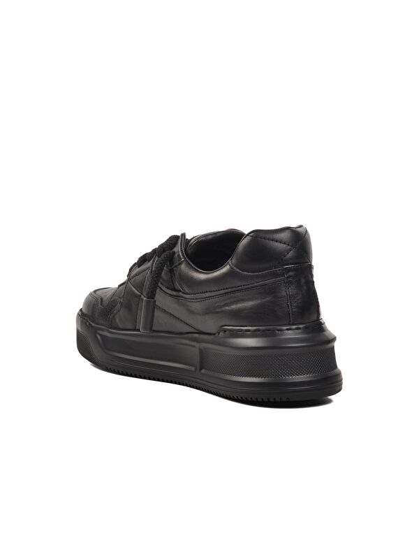 Siyah Cilt Hakiki Deri Erkek Sneaker Premium 1306 - Görsel 5
