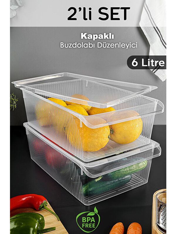 Meleni Home 2 Adet Kapaklı Saklama Kabı 6 l