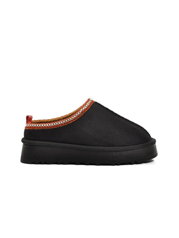 Siyah İçi Kürklü Önü Kapalı Kadın Terlik K11Y01 - Görsel 2