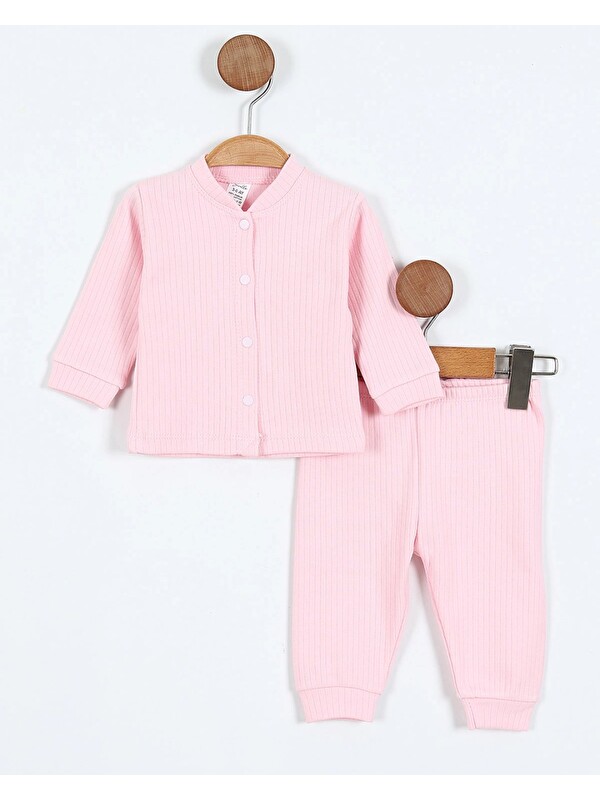 Ege Bebek Çıtçıtlı %100 Pamuk Yenidoğan Fitilli Alt Üst Pijama Takım