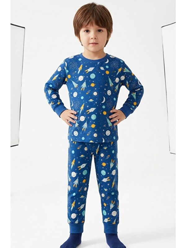 Pina Kids Erkek Çocuk Pamuklu Desenli Pijama Takım TKM1019