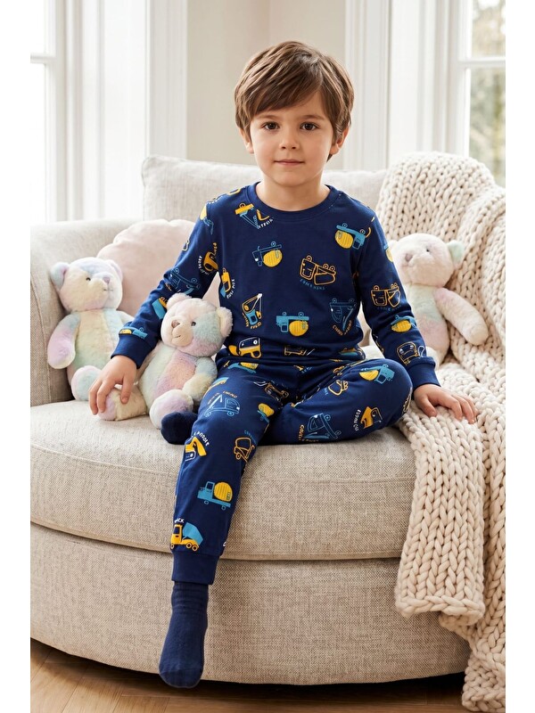 Pina Kids Erkek Çocuk Pamuklu Desenli Pijama Takım TKM1019