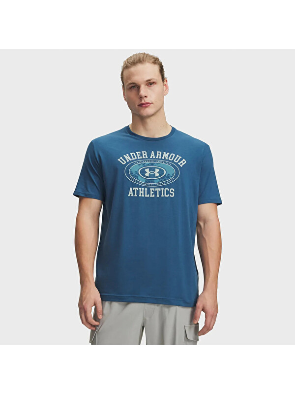 Under Armour 60/40s Armour Globe Erkek Mavi Tişört
