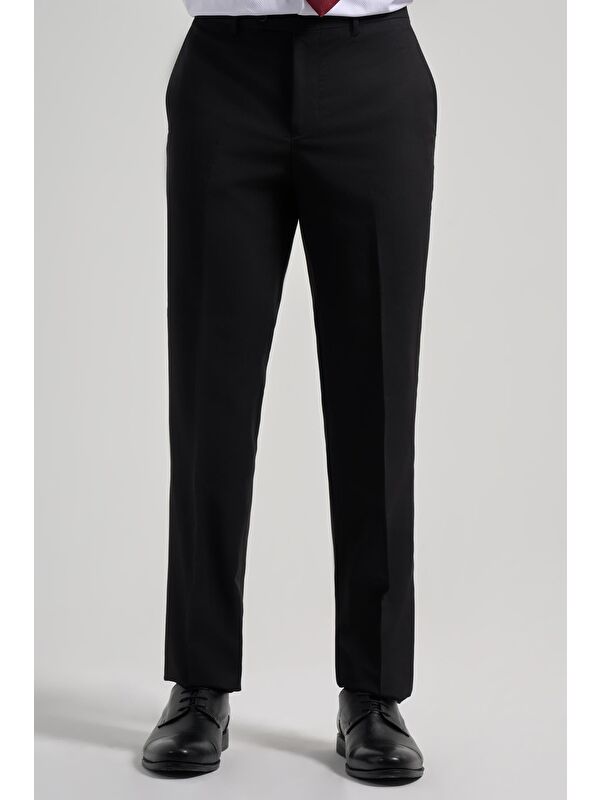 İMZA Siyah Esnek Yandan Cepli Comfort Fit Classic Pantolon 1003250159
