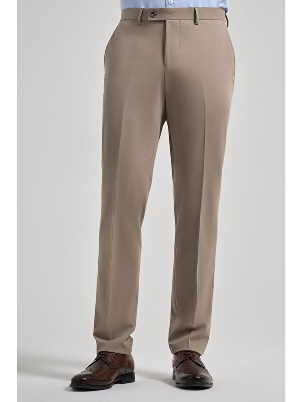 İMZA Koyu Vizon Esnek Yandan Cepli Comfort Fit Classic Pantolon 1003250159