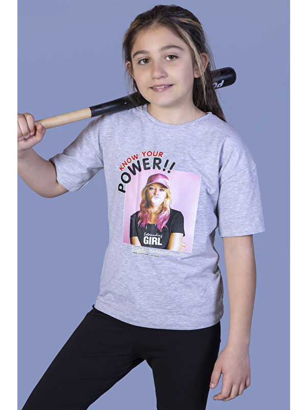 Toontoykids Kız Çocuk Power Baskılı Tişört