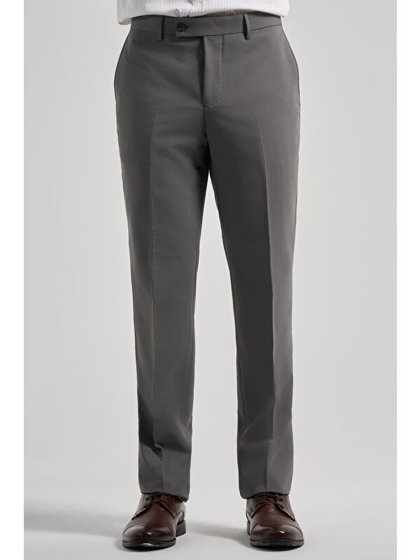 İMZA Koyu Antrasit Esnek Yandan Cepli Comfort Fit Classic Pantolon 1003250159
